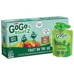 GoGo squeeZ Applesauce & Fruit Puree, Apple Apple Snack Pouches, 3.2 oz Pouches (12 Pk)