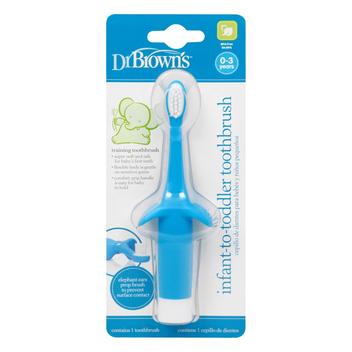 slide 8 of 11, Dr. Brown's Infant-To-Toddler Toothbrush - Blue Elephant, 1 ea