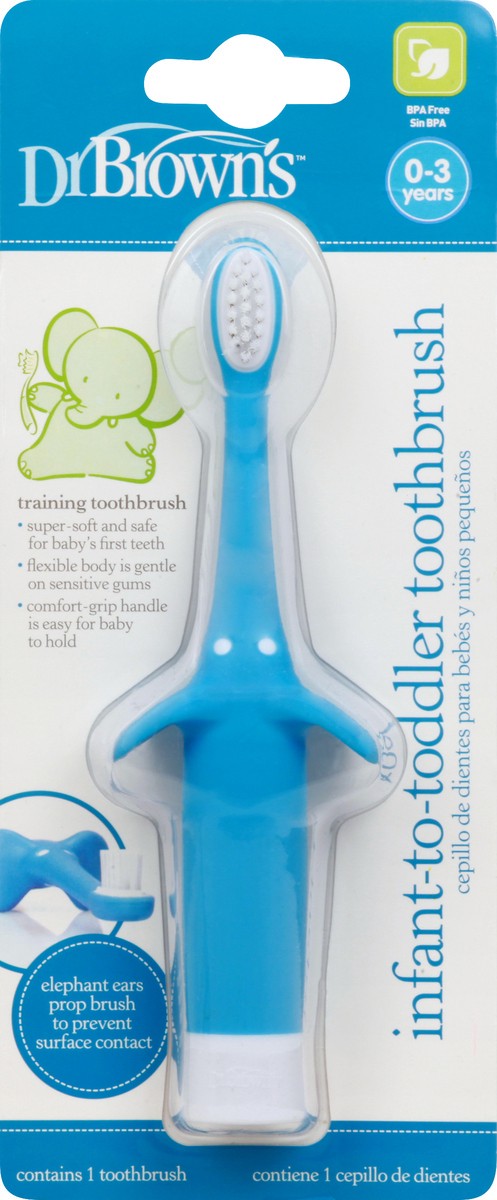 slide 1 of 11, Dr. Brown's Infant-To-Toddler Toothbrush - Blue Elephant, 1 ea