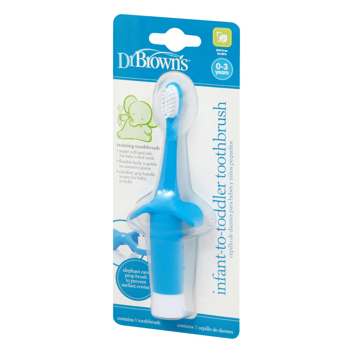 slide 10 of 11, Dr. Brown's Infant-To-Toddler Toothbrush - Blue Elephant, 1 ea