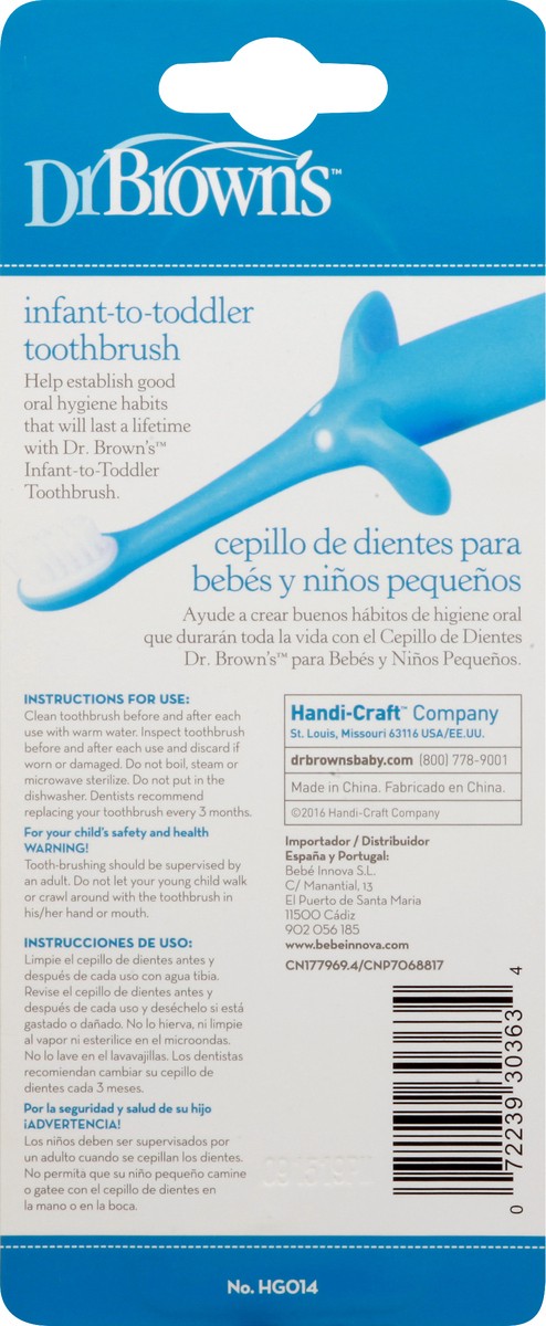 slide 4 of 11, Dr. Brown's Infant-To-Toddler Toothbrush - Blue Elephant, 1 ea