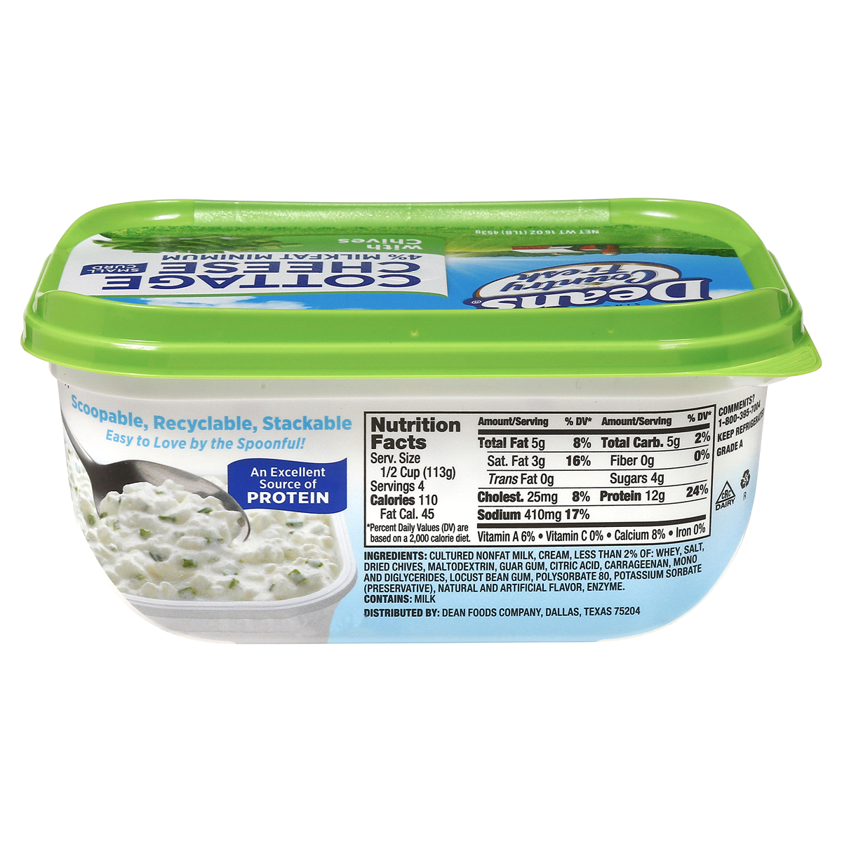 slide 2 of 6, Dean's Country Fresh Cottage Cheese With Chives, 16 oz