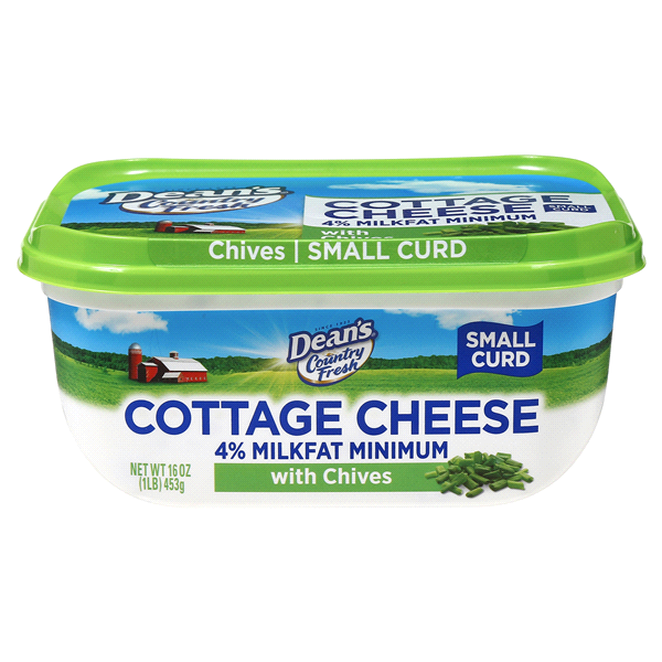 slide 1 of 6, Dean's Cottage Cheese, Small Curd, 4% Milkfat Minimum, with Chives, 16 oz