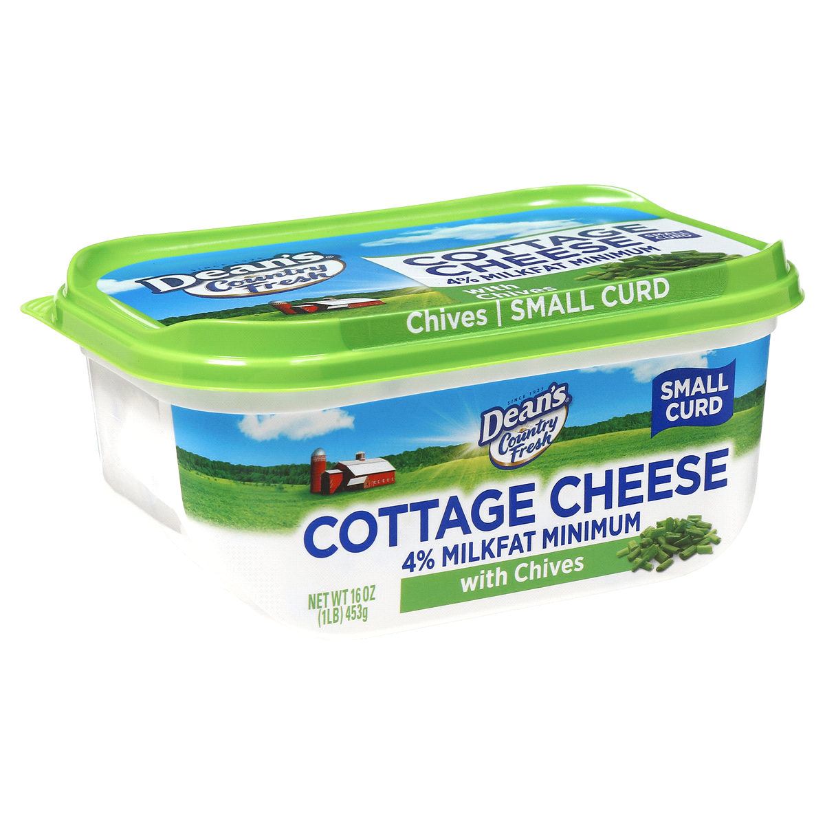 slide 4 of 6, Dean's Cottage Cheese, Small Curd, 4% Milkfat Minimum, with Chives, 16 oz