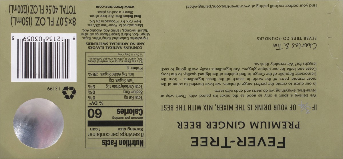 slide 3 of 9, Fever-Tree Premium Ginger Beer 8x150ml, 8 ct; 5 oz