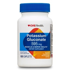 slide 1 of 1, CVS Health Potassium Gluconate, 100 ct; 595 mg