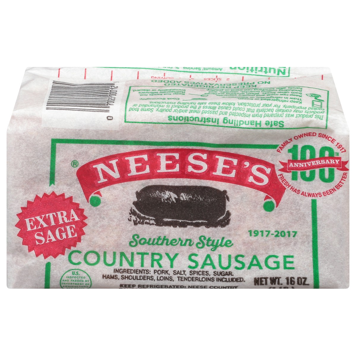 slide 1 of 9, Neese's Southern Style Country Sausage 16 oz, 16 oz