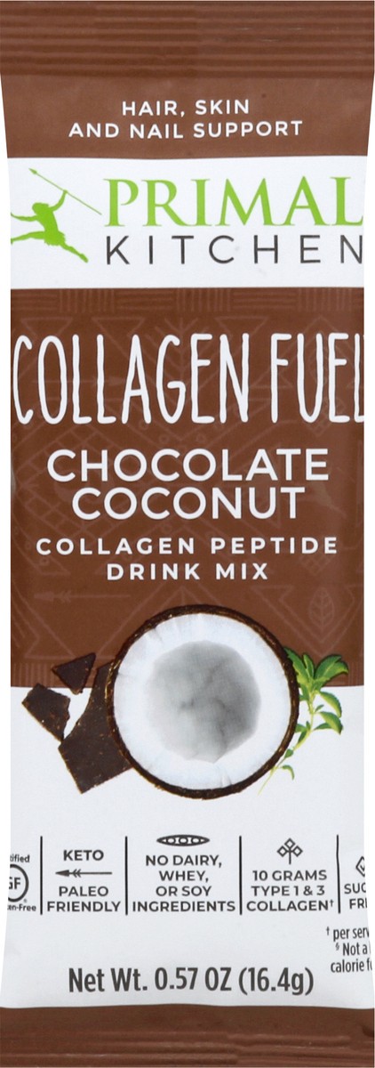 slide 1 of 9, Primal Kitchen Collagen Fuel Collagen Peptide Chocolate Coconut Drink Mix 0.57 oz, 0.58 oz