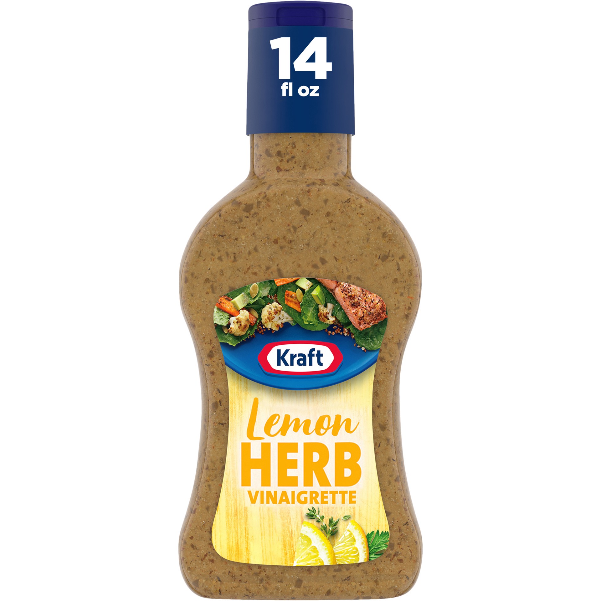 slide 1 of 9, Kraft Lemon Herb Vinaigrette Salad Dressing, 14 fl oz Bottle, 14 fl oz