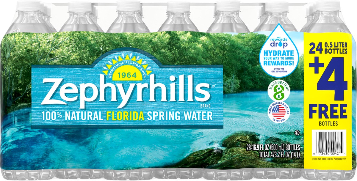 slide 2 of 8, Zephyrhills Brand 100% Natural Spring Water, 16.9-ounce plastic bottles (Total of 28), 5 liter