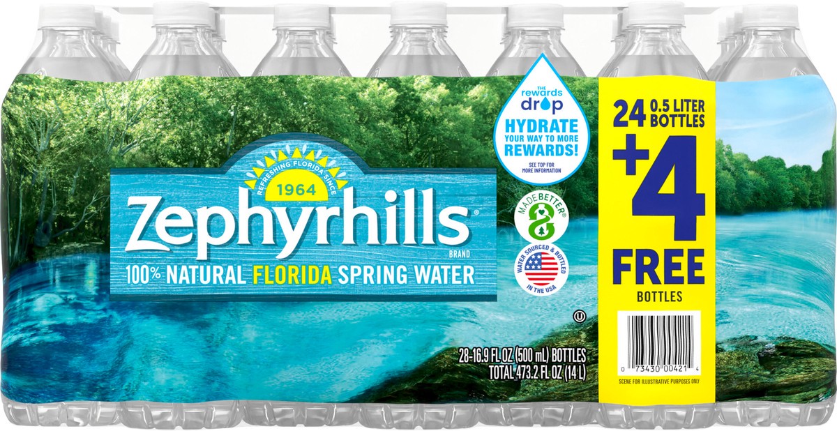 slide 4 of 8, Zephyrhills Brand 100% Natural Spring Water, 16.9-ounce plastic bottles (Total of 28), 5 liter