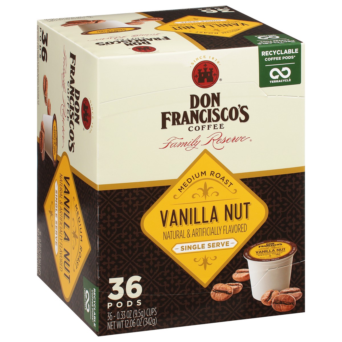 slide 3 of 14, Don Francisco's Vanilla Nut Medium Roast Coffee Pods- Recyclable Single-Serve Coffee Pods - 11.88 oz, 11.88 oz