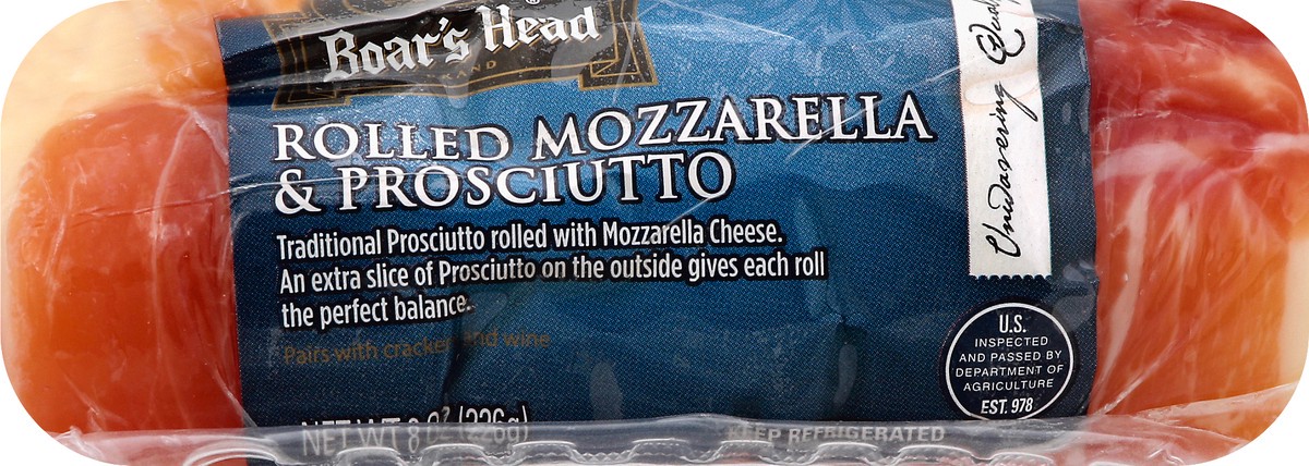 slide 1 of 10, Boar's Head Rolled Mozzarella Cheese & Prosciutto, 8 oz
