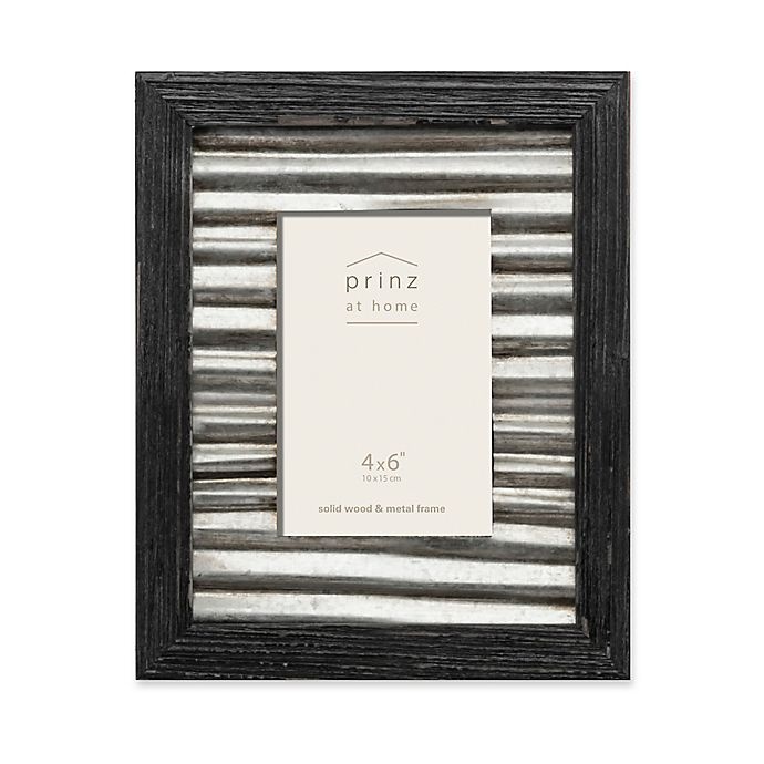 slide 1 of 1, Prinz Galvanized Metal and Wood Picture Frame - Black, 4 in x 6 in