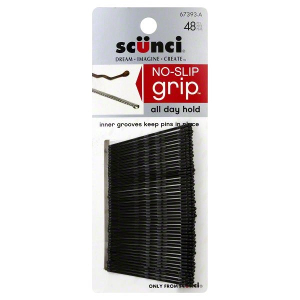 slide 1 of 1, scünci Black No-Slip Grip Bobby Pins, 48 ct