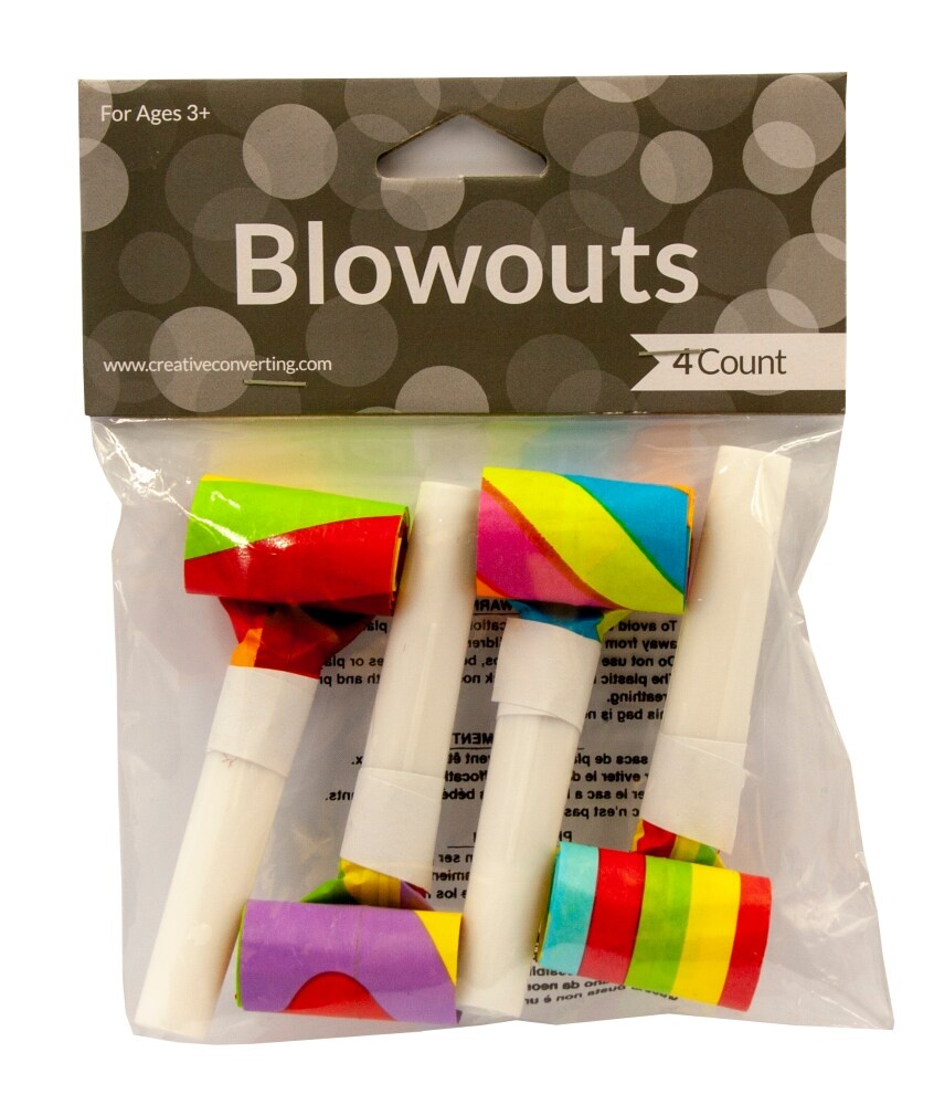 slide 1 of 1, Creative Converting Bright Assorted Party Blowouts, 4 ct