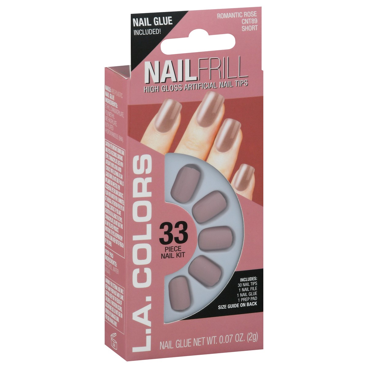 slide 2 of 9, L.A. Colors NailFrill Short Romantic Rose CNT89 High Gloss Artificial Nail Tips 1 kit, 1 kit