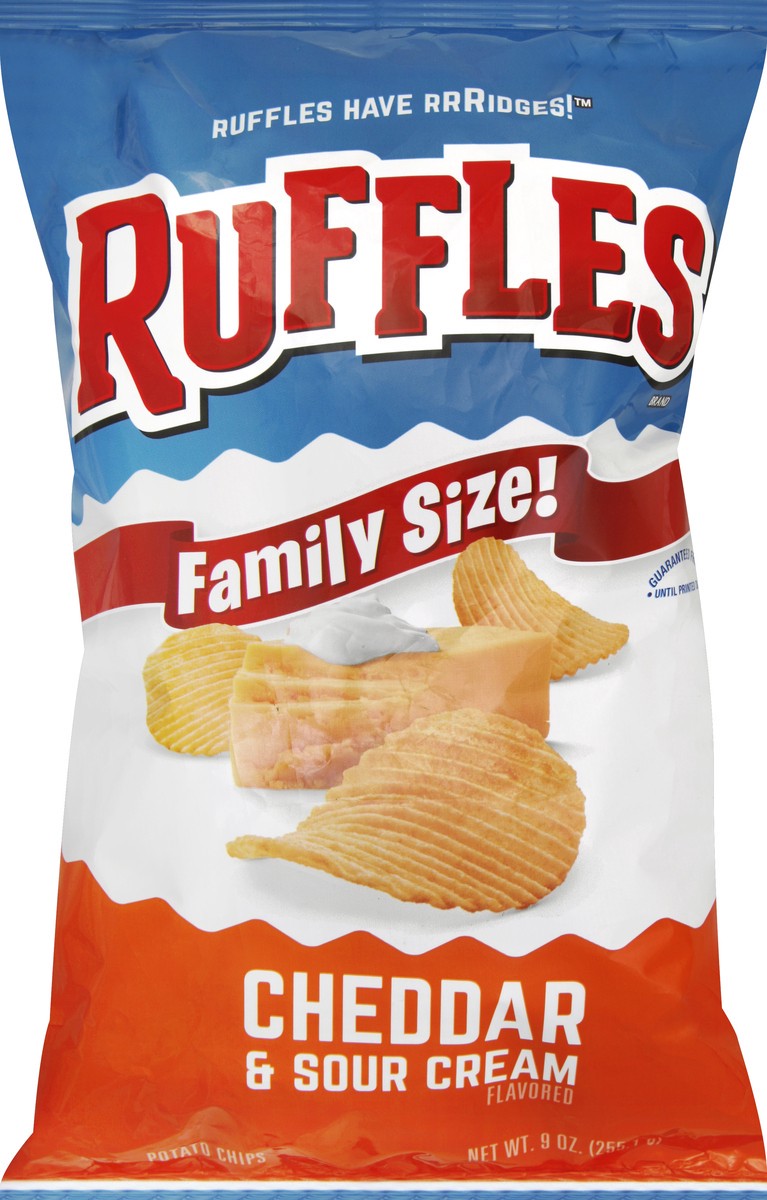 slide 5 of 6, Ruffles Family Size Cheddar & Sour Cream Potato Chips, 9 oz