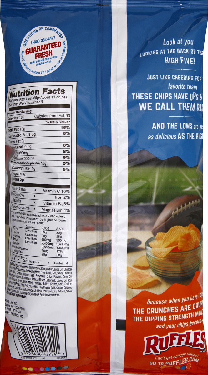 slide 6 of 6, Ruffles Family Size Cheddar & Sour Cream Potato Chips, 9 oz