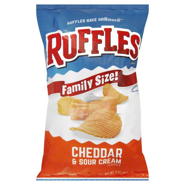 slide 1 of 6, Ruffles Family Size Cheddar & Sour Cream Potato Chips, 9 oz