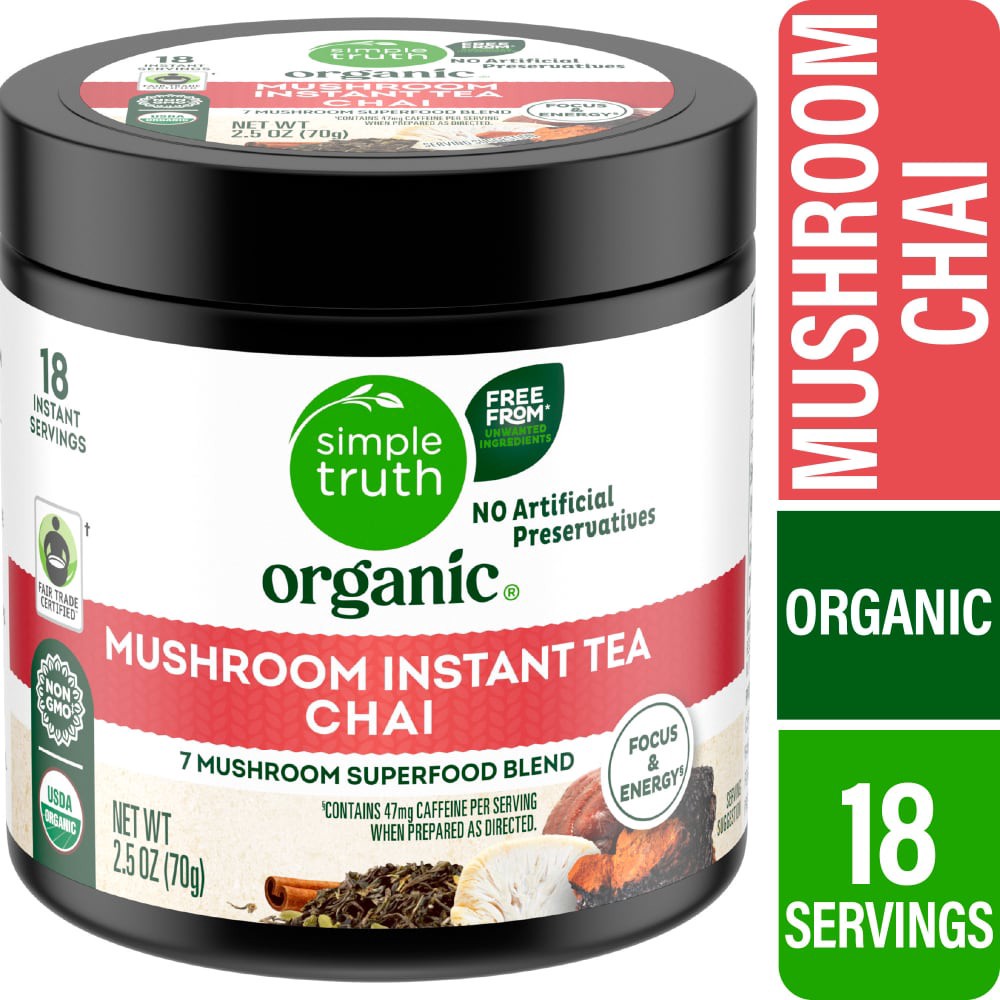 slide 1 of 3, Simple Truth Organic Instant Mushroom Chai Tea, 2.47 oz
