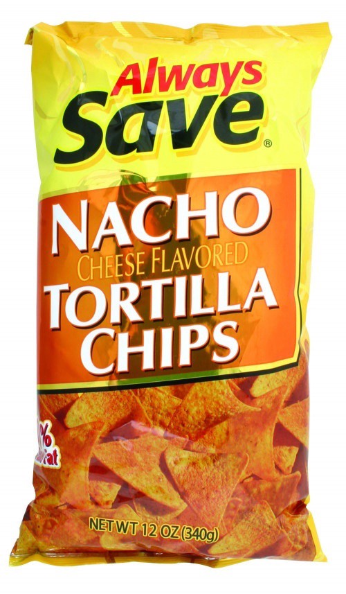 slide 1 of 1, Always Save Nacho Tortilla Chips, 12 oz