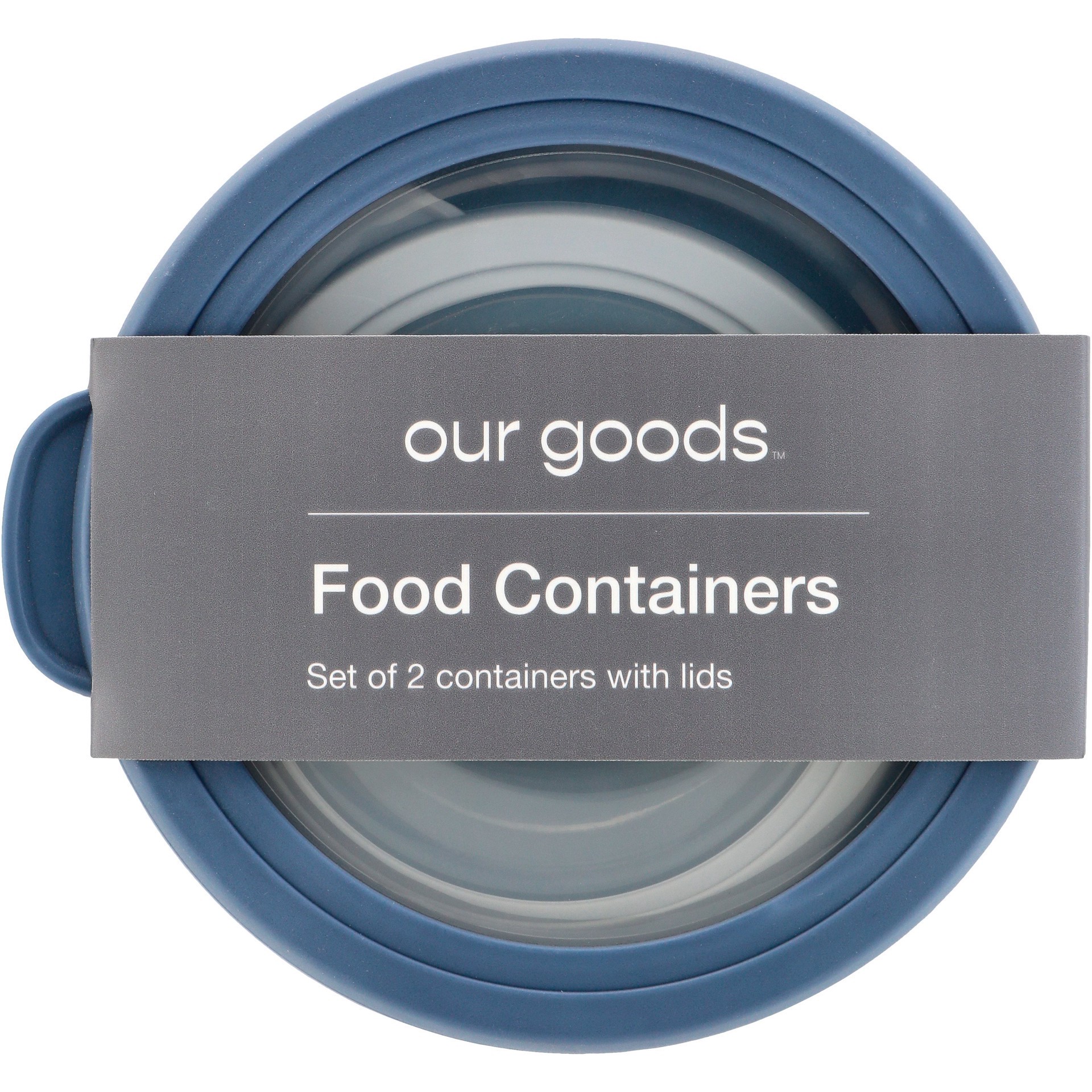slide 1 of 1, our goods Round Food Containers - Blue, 4 ct