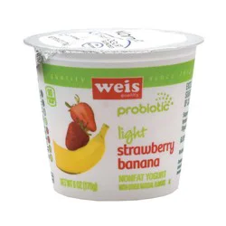 Weis Quality Strawberry Banana Light Probiotic Nonfat Yogurt