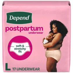 Depend Postpartum Underwear For Women, Large, 17 Count