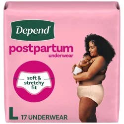 Depend Postpartum Underwear For Women, Large, 17 Count