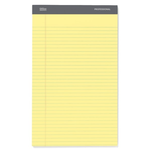 slide 1 of 1, Office Depot Professional Legal Pad, Canary, Legal Ruled, 4 pk; 50 ct; 8 1/2 in x 14 in