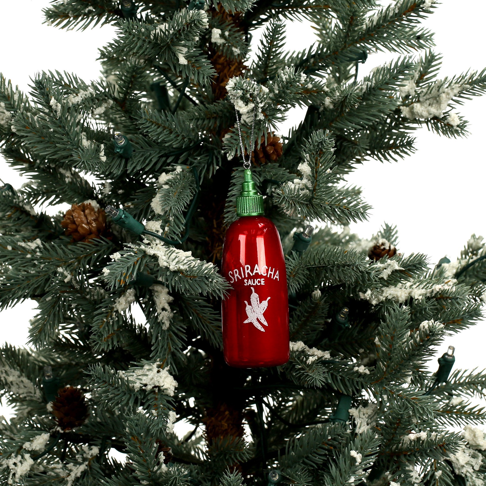slide 2 of 2, 4.5" Siracha Sauce Glass Ornament By Ashland, 4.5 in