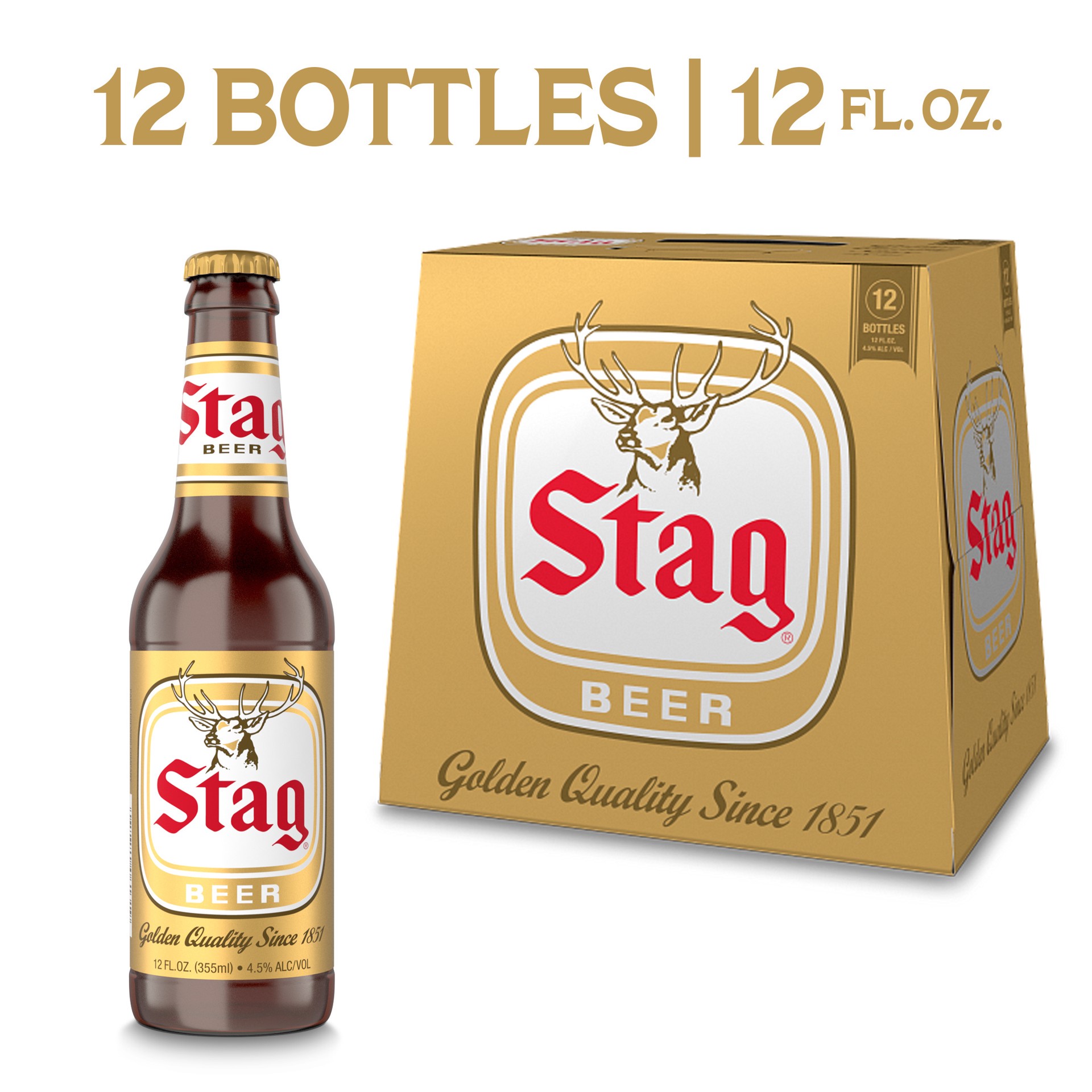 slide 7 of 10, Stag Beer, 12 Pack, 12 fl oz Bottles, 12 ct