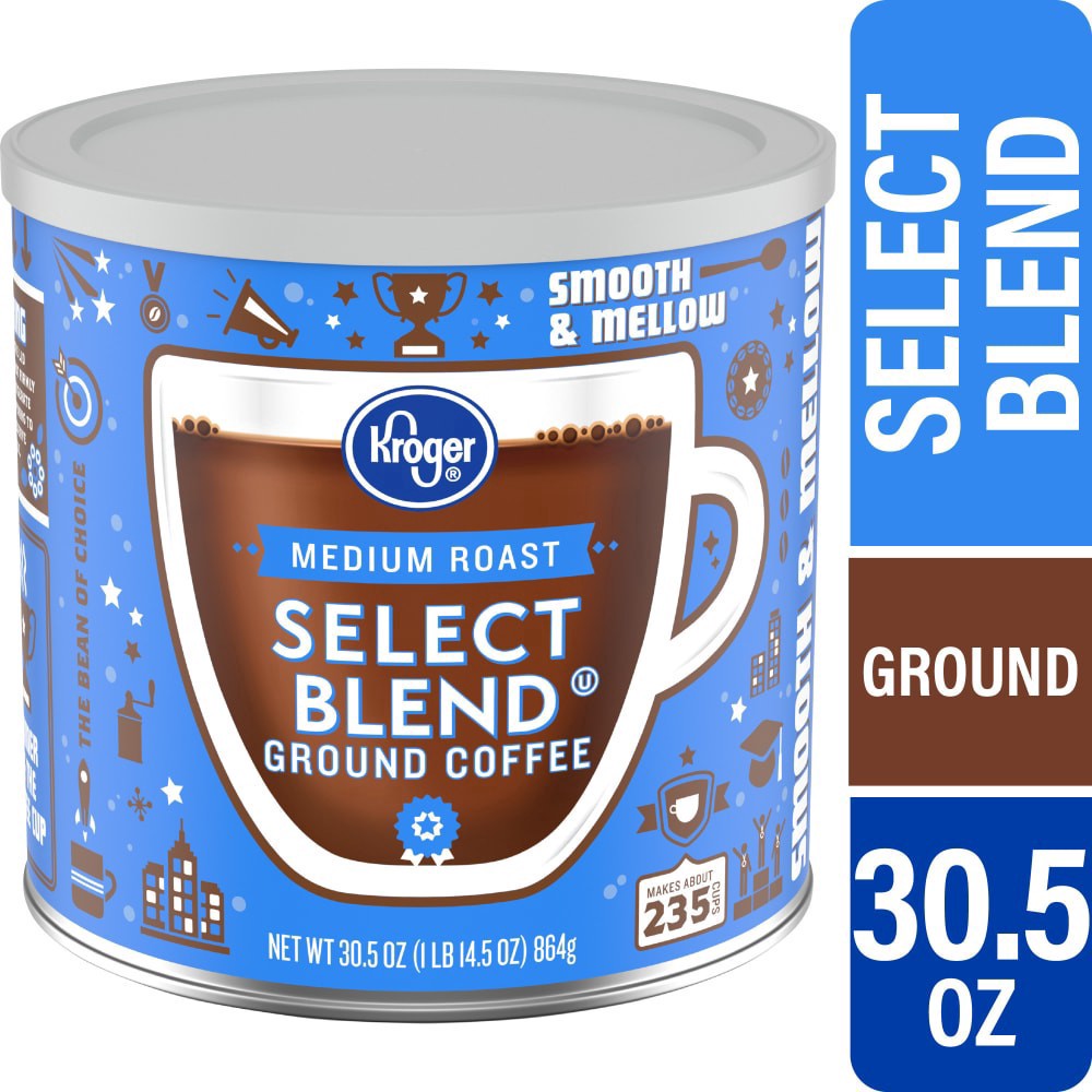 slide 3 of 5, Kroger Select Blend Medium Roast Ground Coffee - 30.5 oz, 30.5 oz