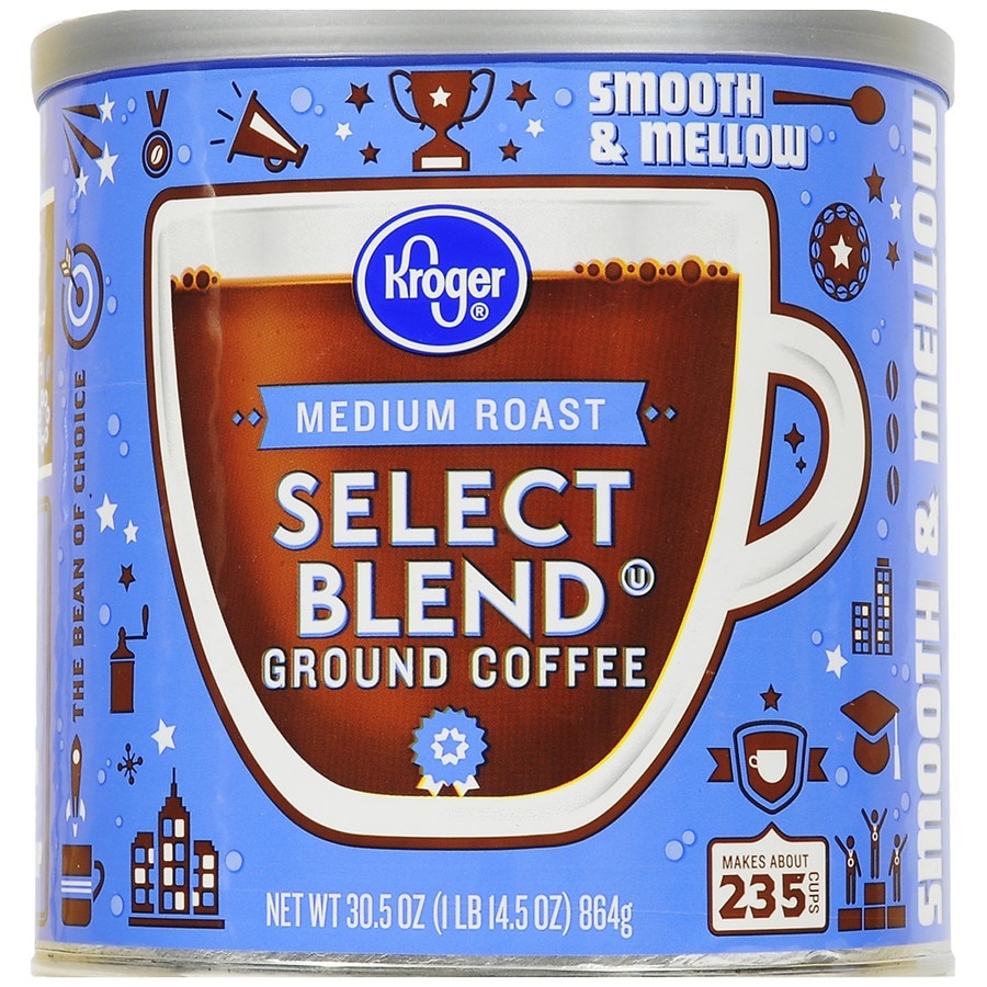 slide 1 of 1, Kroger Select Blend Medium Roast Ground Coffee, 30.5 oz
