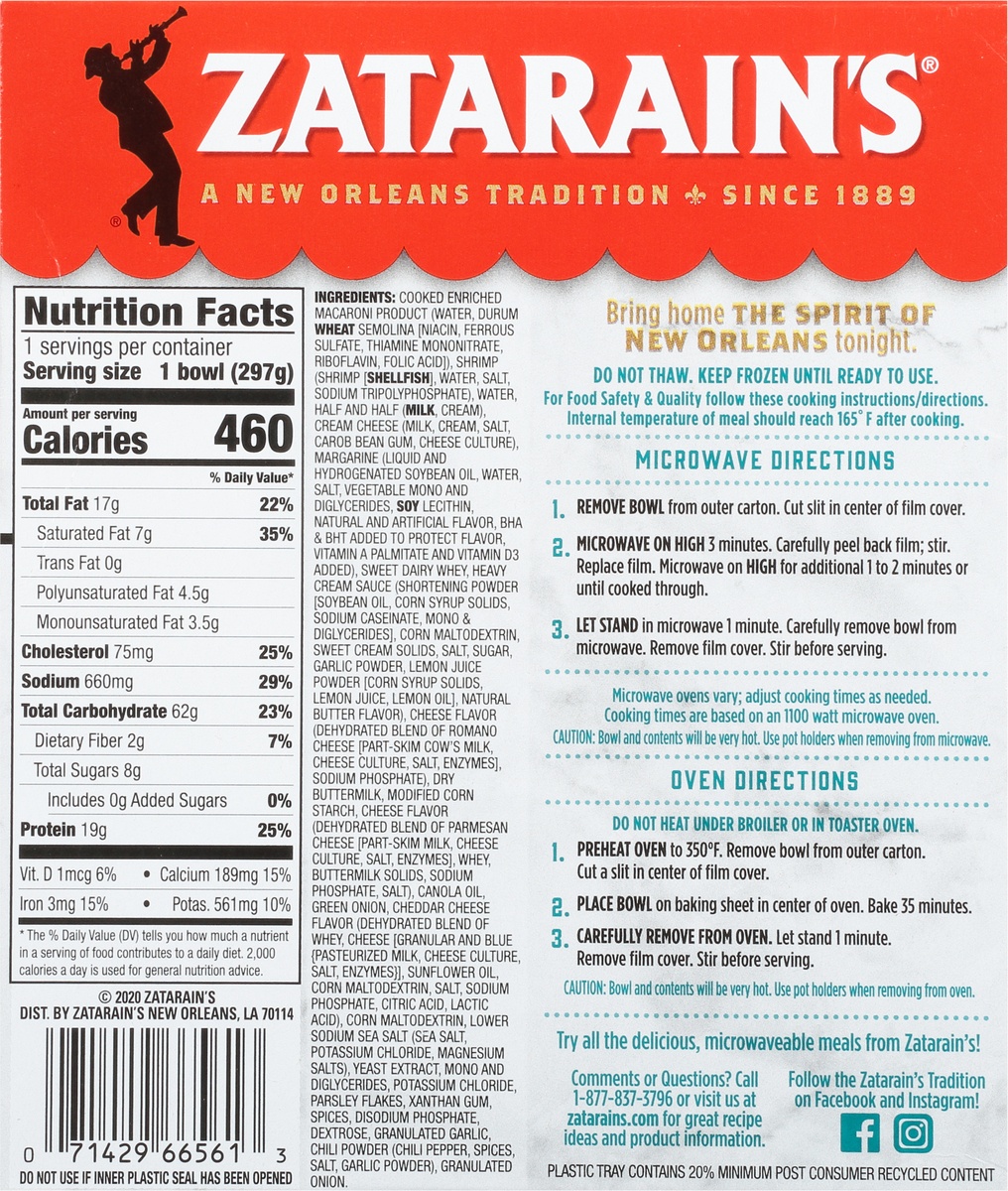 slide 10 of 11, Zatarain's Frozen Shrimp Alfredo, 10.5 oz