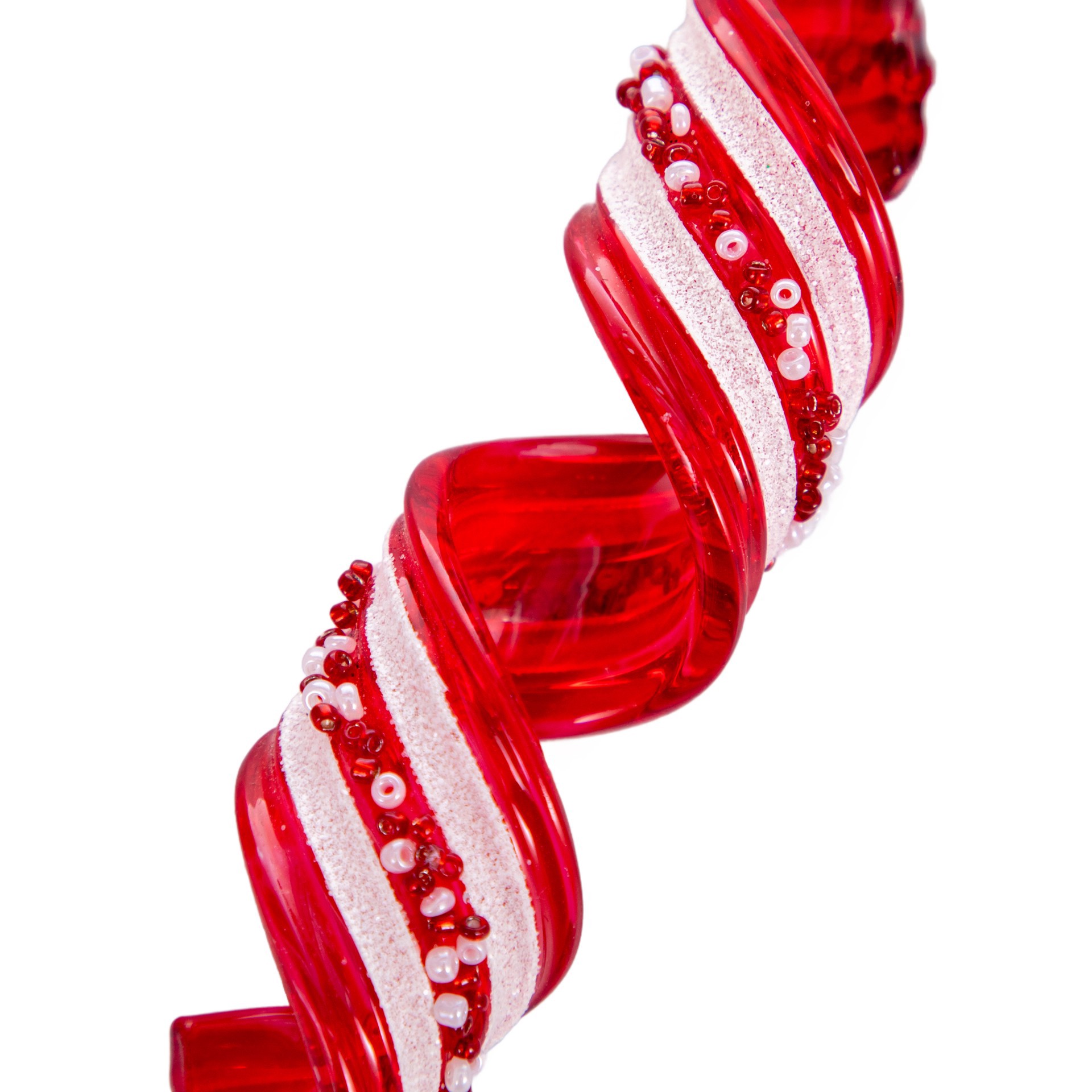 slide 2 of 2, 4.75" Red & White Peppermint Twist Glass Ornament By Ashland, 4.75 in