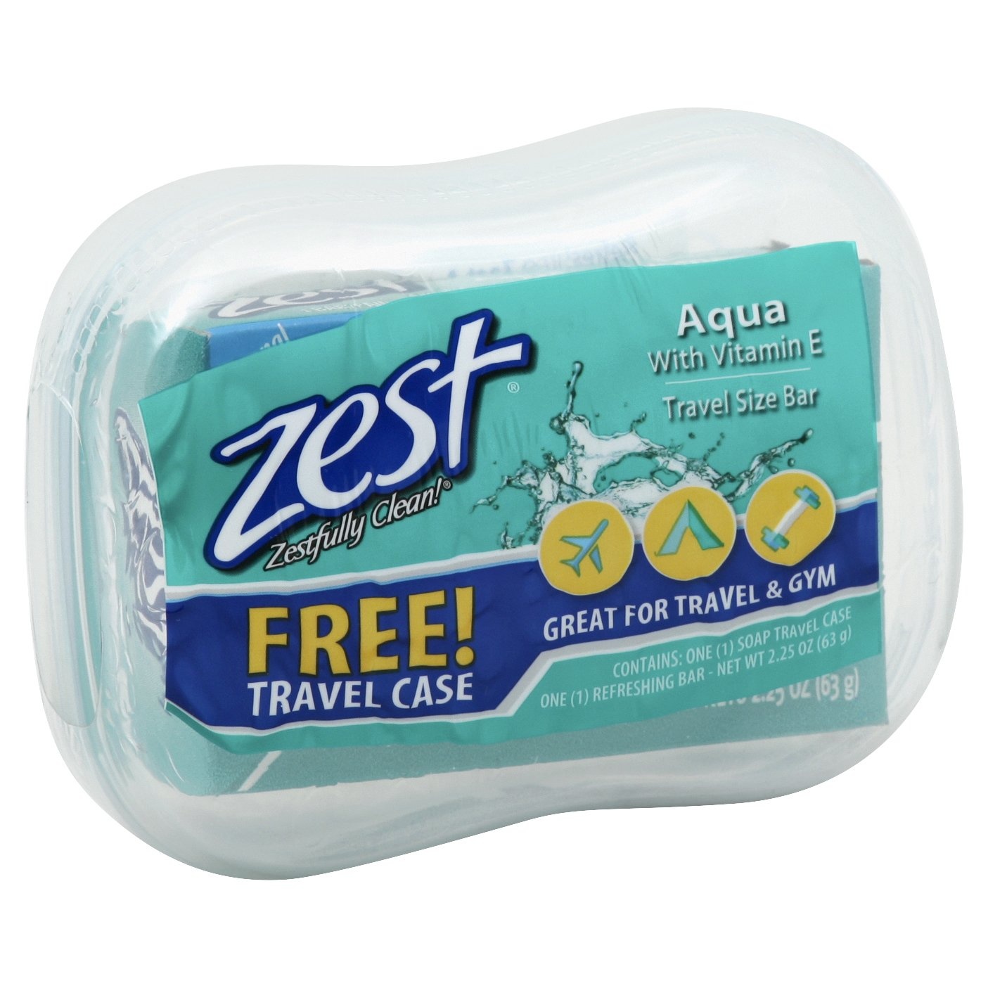 slide 1 of 1, Zest Bar Soap Aqua With Case, 1 ct