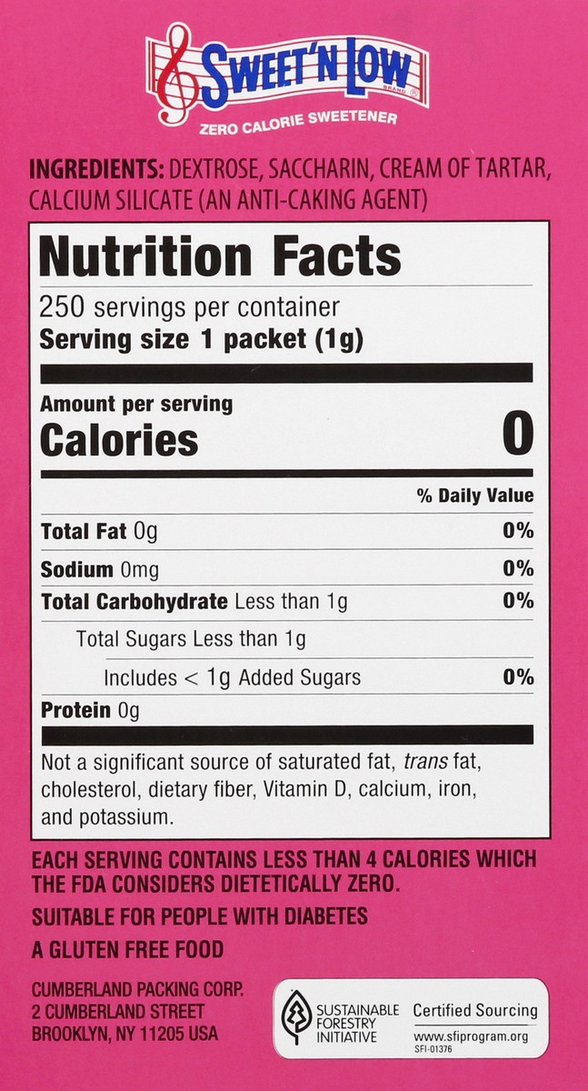 slide 5 of 9, Sweet'N Low Zero Calorie Sweetener 250 ct Box, 250 ct