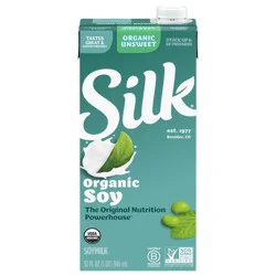 Silk Soy Milk, Unsweet Organic, Shelf Stable, Dairy Free, Lactose Free, 32 FL OZ Quart