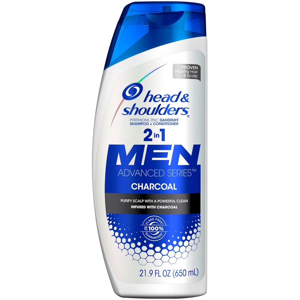 slide 1 of 1, Head & Shoulders Men Advanced Series 2in1 Charcoal Shampoo to Deep Clean & Detox Scalp, 21.9 fl oz