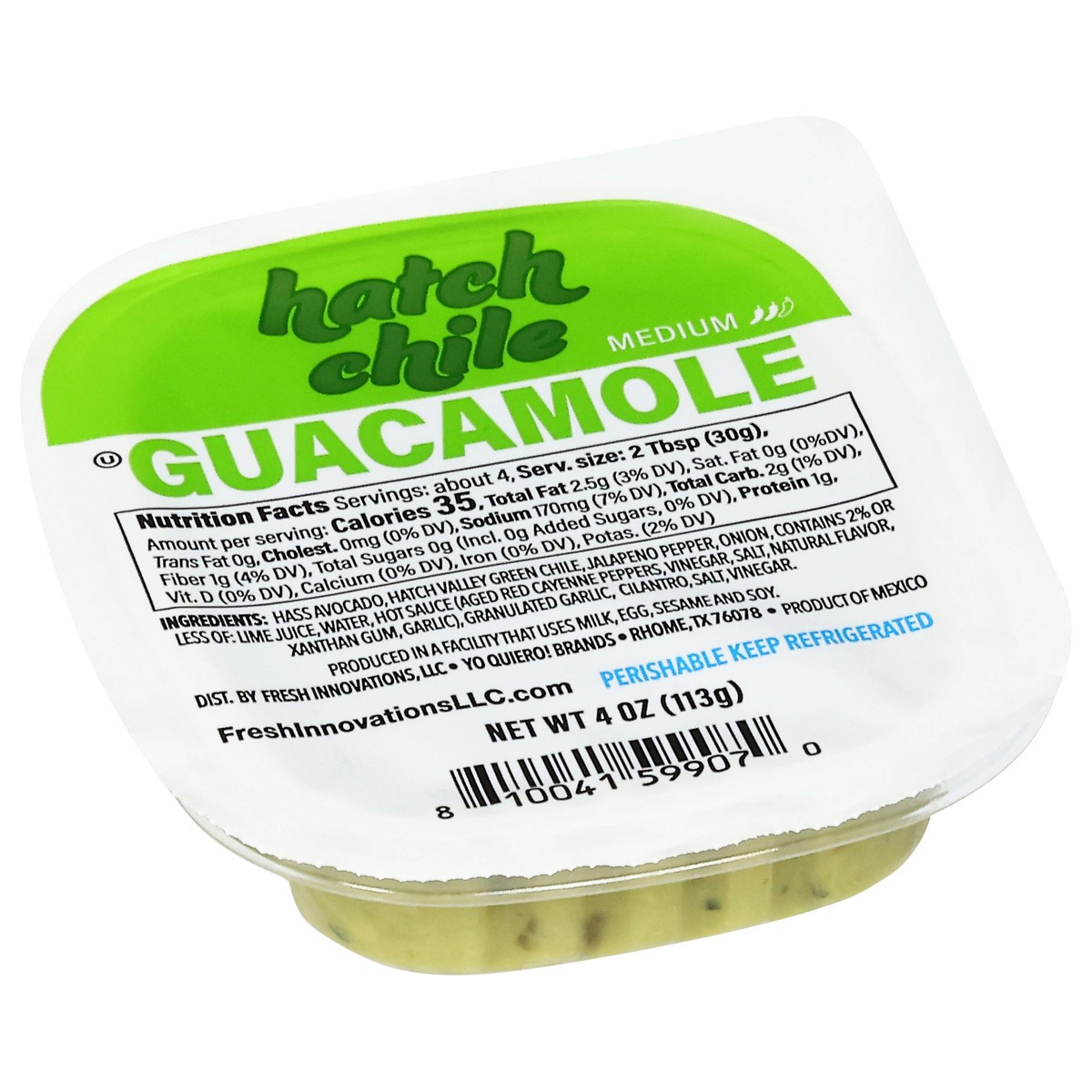 slide 2 of 15, ¡Yo Quiero! Medium Hatch Chile Guacamole 4 oz, 4 oz