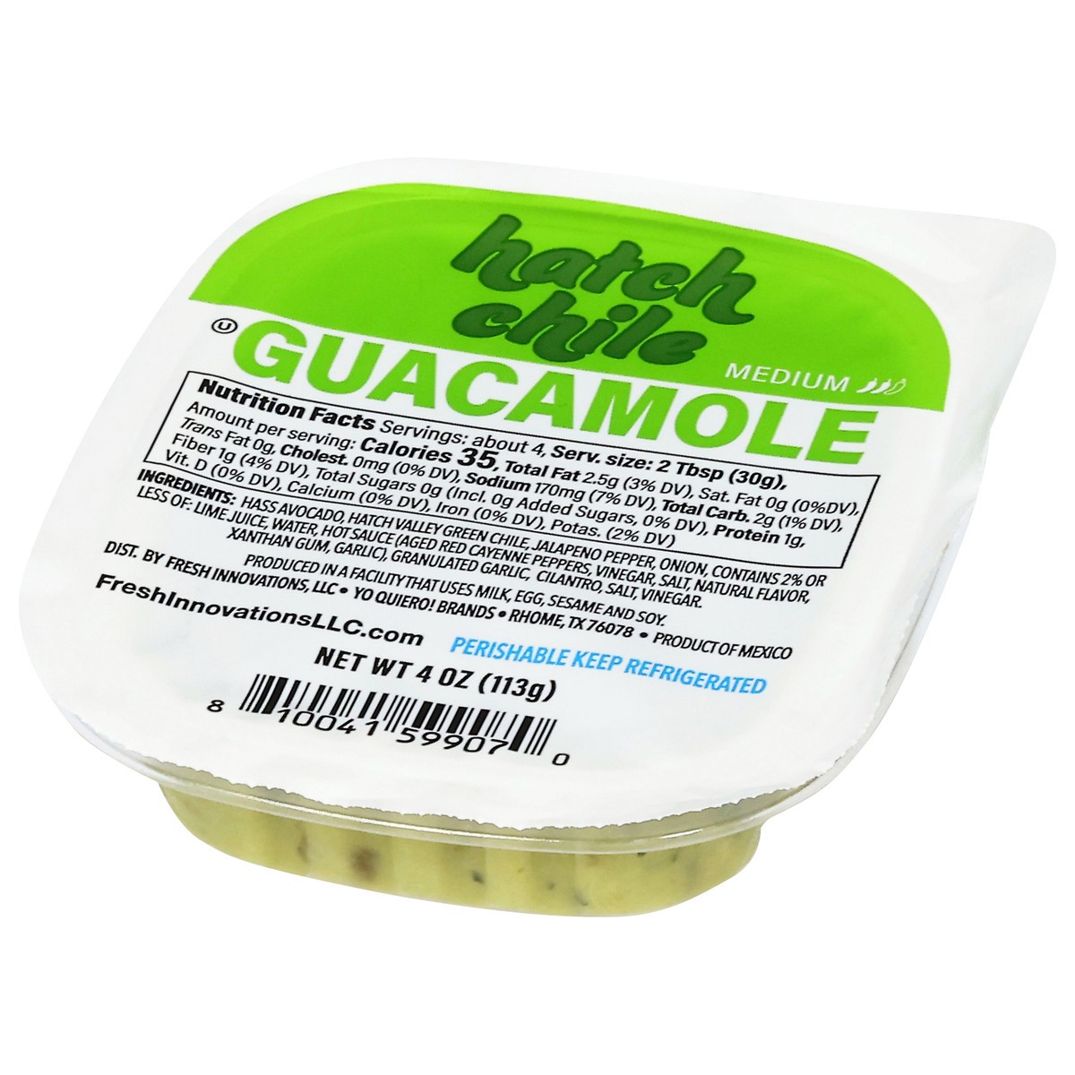 slide 14 of 15, ¡Yo Quiero! Medium Hatch Chile Guacamole 4 oz, 4 oz