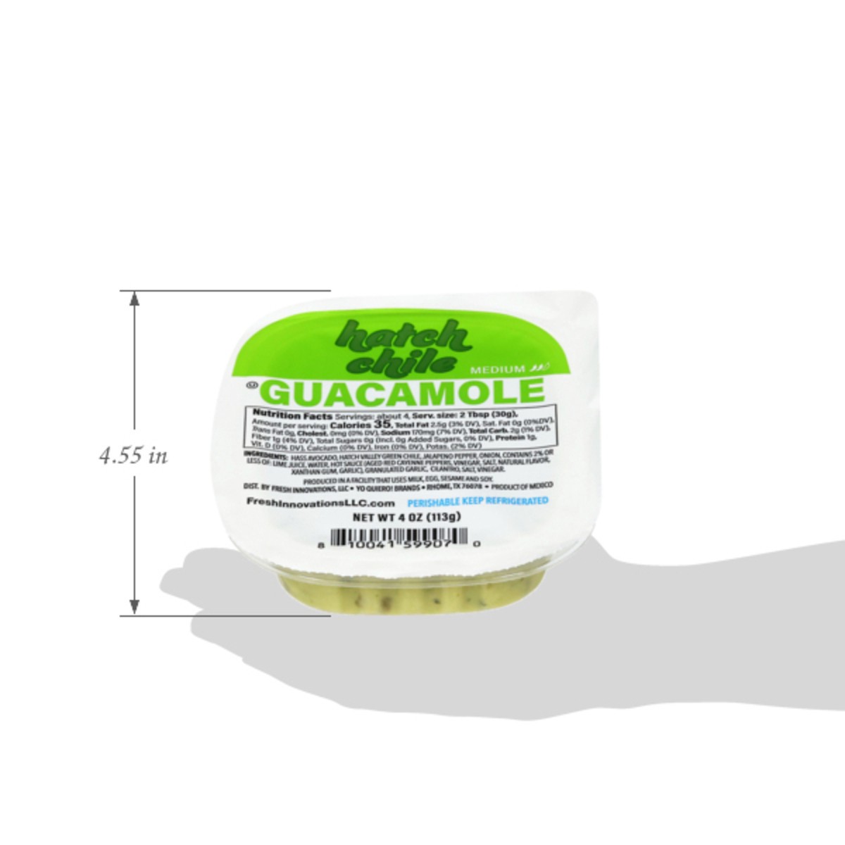 slide 7 of 15, ¡Yo Quiero! Medium Hatch Chile Guacamole 4 oz, 4 oz