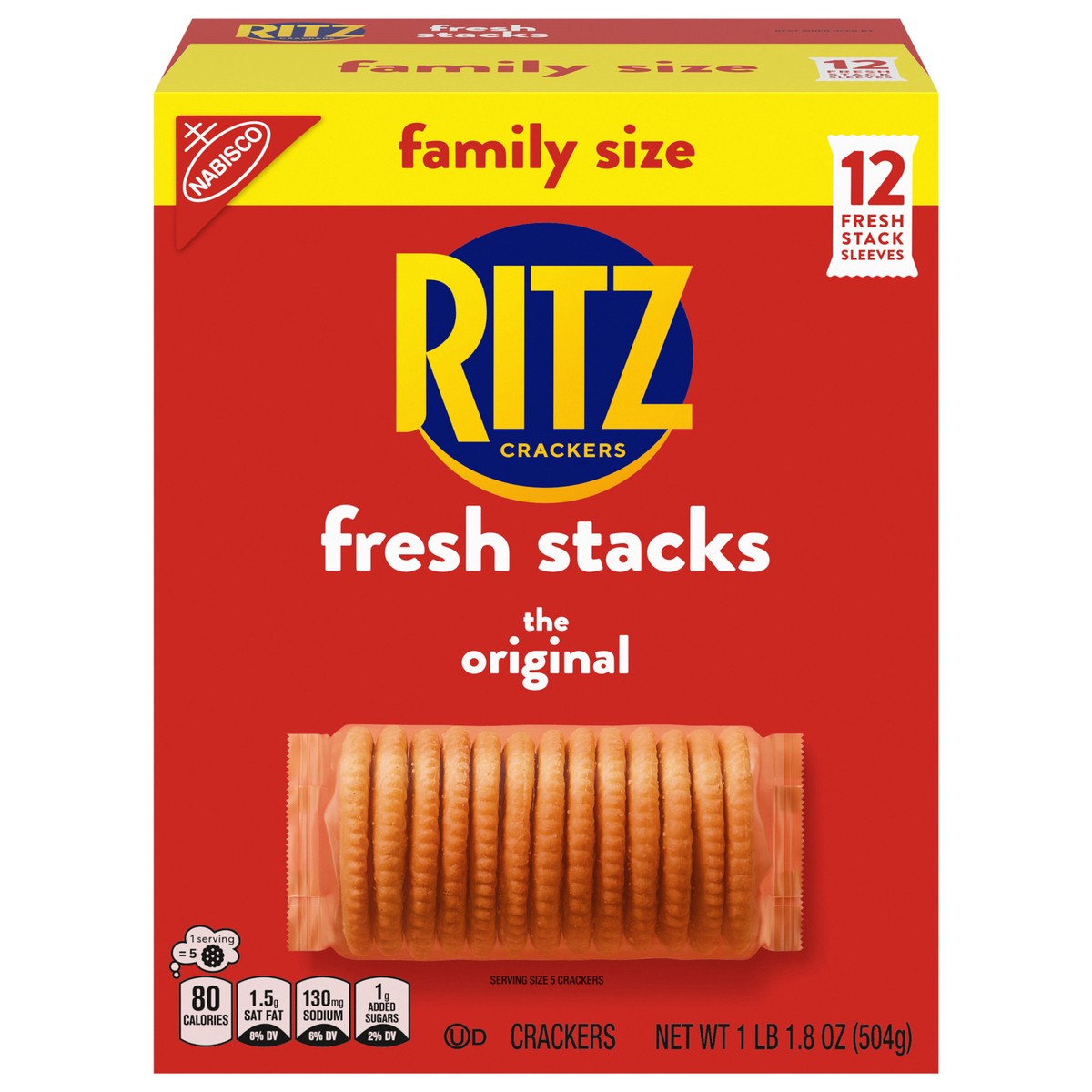 slide 1 of 9, RITZ Fresh Stacks Original Crackers, Travel Snacks, Family Size, 17.8 oz (12 Multi Snack Packs), 17.8 oz