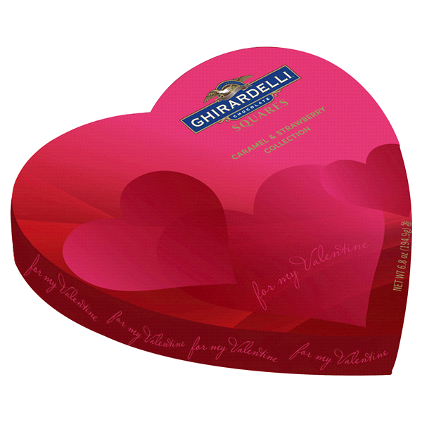 slide 1 of 1, Ghirardelli Valentine Caramel And Strawberry Heart Gift, 6.8 oz