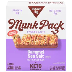 Munk Pack Keto Caramel Sea Salt Nut & Seed Bar 4 - 1.23 oz Bars