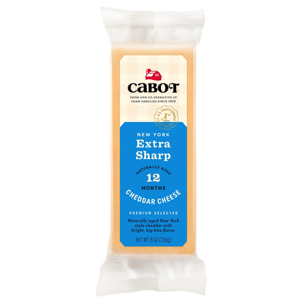 slide 1 of 7, Cabot Creamery Bar New York Extra Sharp Yellow Cheddar Cheese - 8 Oz, 8 oz