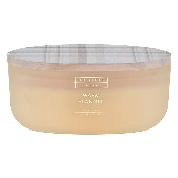 slide 1 of 1, Heirloom Home Warm Flannel Oval Dish Candle with Wood Lid, 18 oz