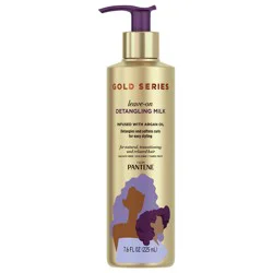 Gold Series from Pantene Sulfate-Free Leave-On Detangling Milk Treatment with Argan Oil for Curly, Coily Hair, 7.6 fl oz